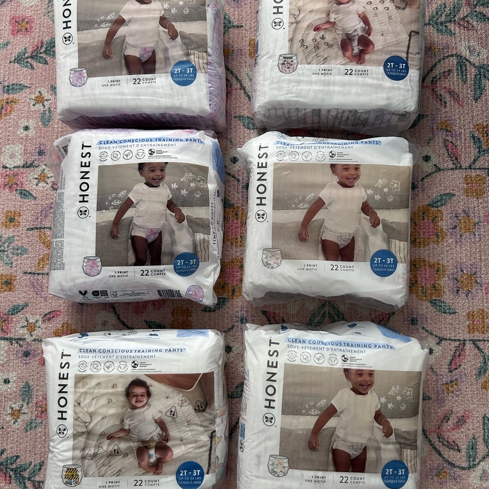Honest Company Kids Training Pants/ Pull ups - 6 brand new packs!  2T-3T
